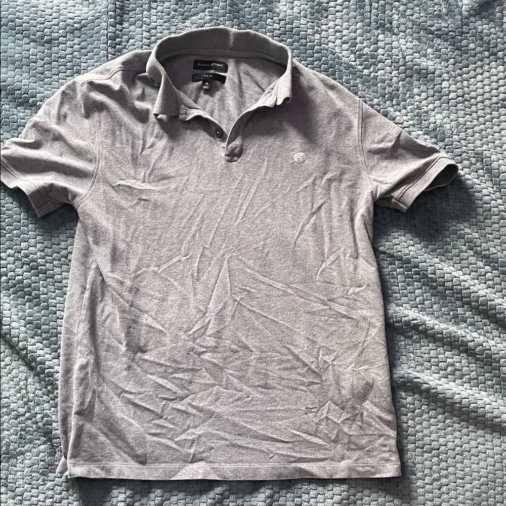 Banana Republic Light Gray Slim fit Polo Shirt